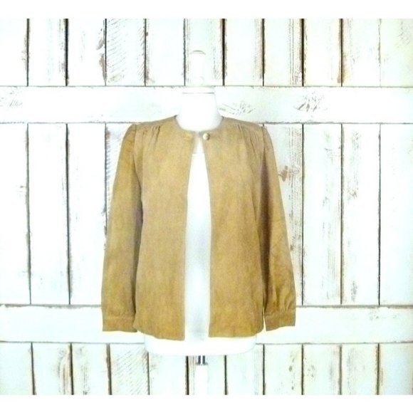 Tan taupe camel suede leather vintage jacket top - Picture 1 of 4
